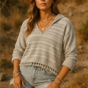 Madewell Textured Knit tassel hem Sweater